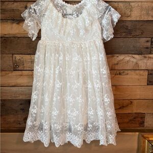 New Elegant White Lace Kids Dress New